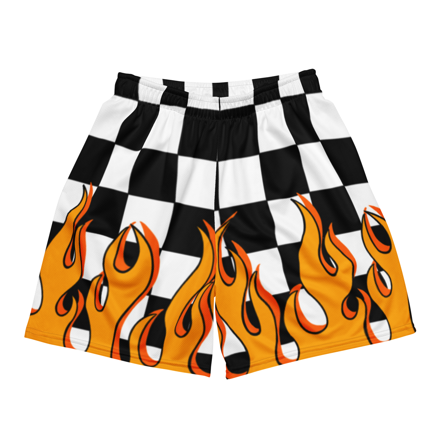 Checkered Flames Unisex Mesh Shorts