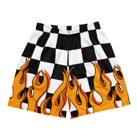 Checkered Flames Unisex Mesh Shorts